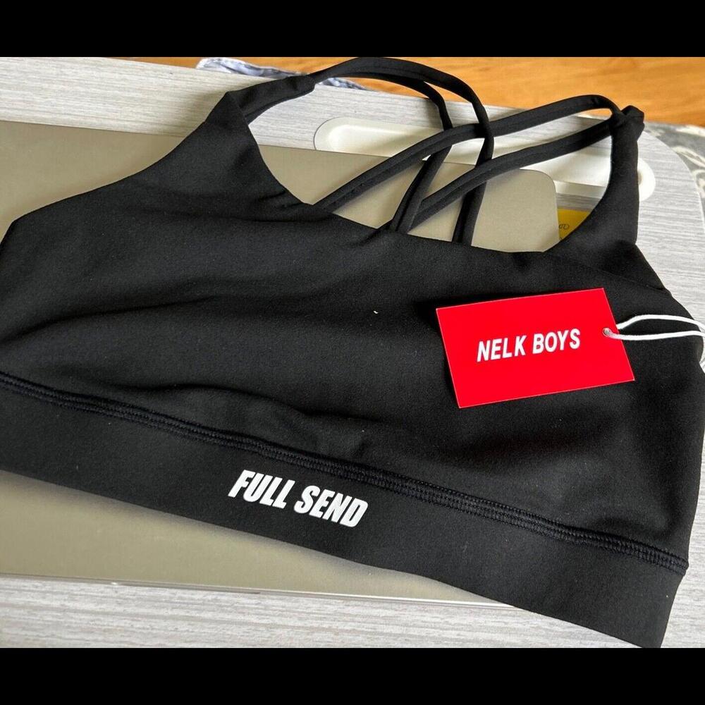 NWT Women's XS Full Send Sports Bra Black Nelks Boys Fitness